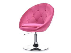 Fotel lounge 3 różowy welur, podstawa chrom