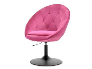 Fotel lounge 3 różowy welur, podstawa czarny
