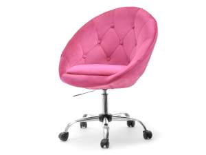 Fotel lounge 4 różowy welur, podstawa chrom