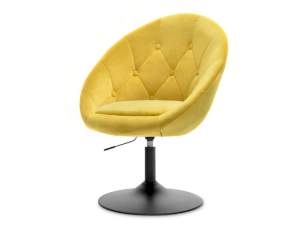 Fotel lounge 3 żółty welur, podstawa czarny