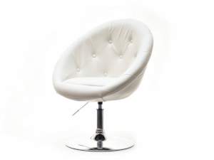 Fotel lounge 3 biały skóra ekologiczna, podstawa chrom