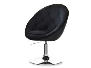 Fotel lounge 3 czarny welur, podstawa chrom