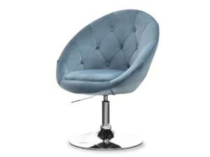 Fotel lounge 3 niebieski welur, podstawa chrom