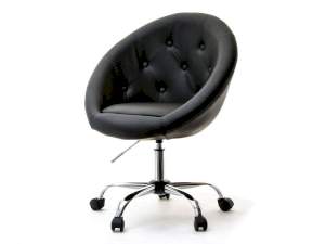 Fotel lounge 4 czarny skóra ekologiczna, podstawa chrom