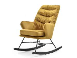 Fotel lusso złoty welur, podstawa czarny