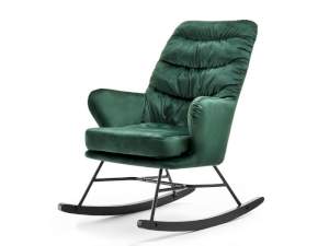 Fotel lusso zielony welur, podstawa czarny