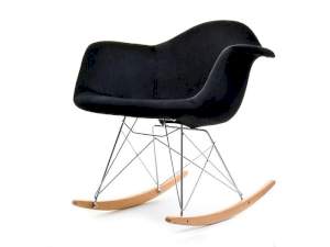 Krzesło bujane mpa roc tap czarny welur, podstawa chrom-buk