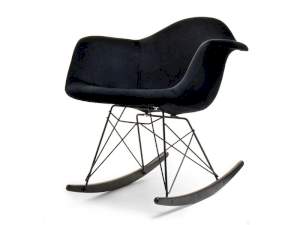 Krzesło bujane mpa roc tap czarny tkanina, podstawa czarny-orzech