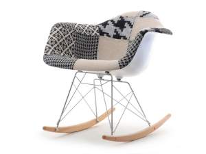Krzesło bujane mpa roc tap patchwork 2 tkanina, podstawa chrom-buk 