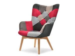 Fotel nuria patchwork-3 tkanina, podstawa buk