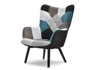 Fotel nuria patchwork-4 tkanina, podstawa czarny
