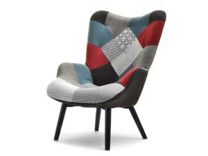 Fotel nuria patchwork 1 tkanina, podstawa czarny