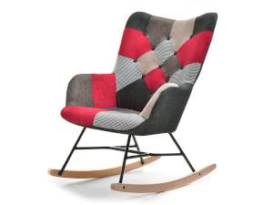 Fotel sibil patchwork-3 tkanina, podstawa czarny-buk