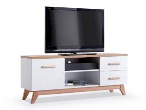 System bjorg bg05 komoda rtv biały-dąb, podstawa dąb