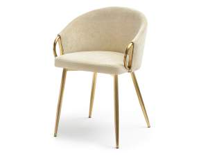 Krzesło clara kremowy tkanina, podstawa złoty
