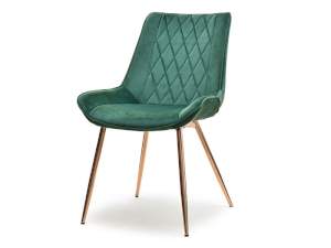 Krzesło adel zielony welur, podstawa miedź