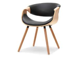 Krzesło bent dąb-czarny skóra ekologiczna, podstawa dąb