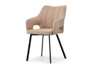 Krzesło corbet beż skóra ekologiczna, podstawa czarny