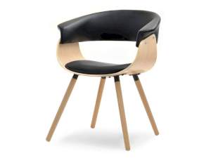 Krzesło elina dąb-czarny skóra ekologiczna, podstawa dąb