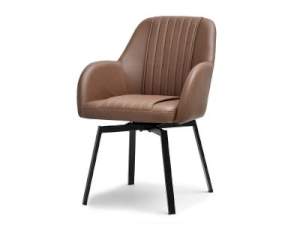 Krzesło faro brąz skóra-ekologiczna, podstawa czarny