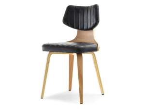 Krzesło idris buk-czarny skóra ekologiczna, podstawa buk