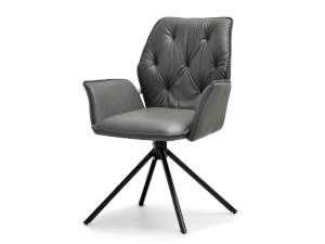 Krzesło linda grafit skóra-ekologiczna, podstawa czarny