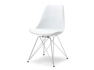 Krzesło luis rod biały skóra ekologiczna, podstawa chrom