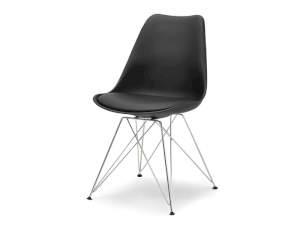 Krzesło luis rod czarny skóra ekologiczna, podstawa chrom