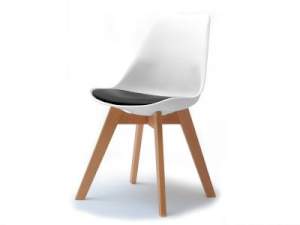 Krzesło luis wood biały-czarny skóra ekologiczna, podstawa buk