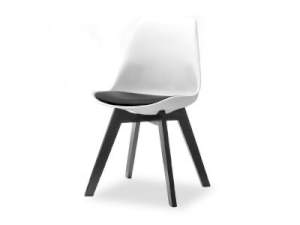 Krzesło luis wood biały-czarny skóra ekologiczna, podstawa czarny