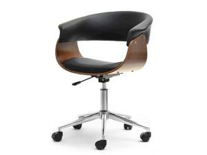 Fotel biurowy manza orzech-czarny skóra ekologiczna, podstawa chrom