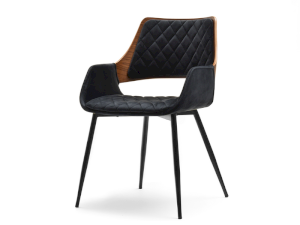 Krzesło morgan orzech-czarny welur, podstawa czarny