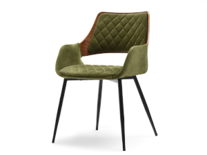 Krzesło morgan orzech-zielony welur, podstawa czarny