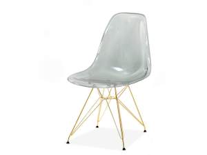 Krzesło mpc rod transparentny dymiony tkanina, podstawa złoty