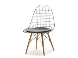 Krzesło mpc wire wood czarny skóra ekologiczna, podstawa orzech