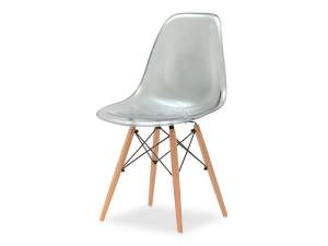 Krzesło mpc wood transparentny dymiony tworzywo, podstawa buk