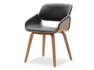 Krzesło nugat orzech-czarny skóra ekologiczna, podstawa orzech