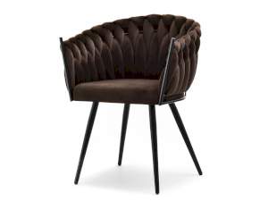 Krzesło rosa brązowy welur, podstawa czarny