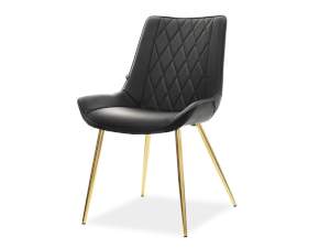 Krzesło adel czarny skóra ekologiczna, podstawa złoty