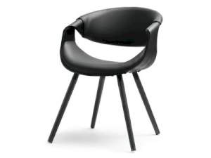 Krzesło bent czarna skóra-ekologiczna, podstawa czarny
