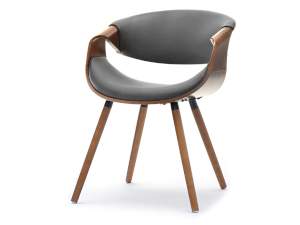 Krzesło bent orzech-szary skóra ekologiczna, podstawa orzech