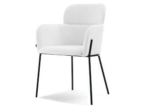 Krzesło biagio biały boucle, podstawa czarny