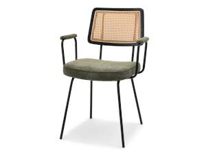 Krzesło cecil khaki tkanina rattan, podstawa czarny