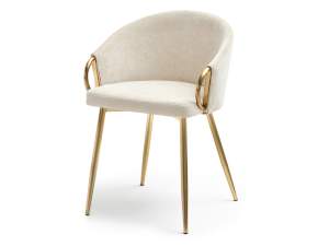 Krzesło clara kremowy tkanina, podstawa złoty