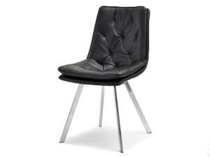 Krzesło punti czarny skóra-ekologiczna, podstawa chrom