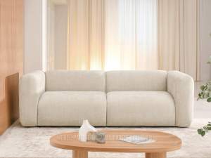 Sofa bianco 2 beżowy tkanina, podstawa czarny