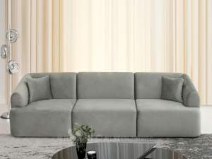 Sofa gray szary welur, podstawa czarny