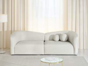 Sofa ombre 3 beżowy tkanina, podstawa czarny
