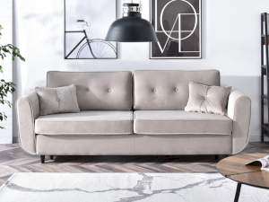 Sofa blink beżowy welur, podstawa czarny