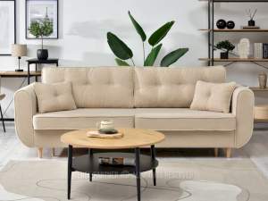 Sofa blink beżowy boucle, podstawa buk
